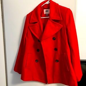 Women’s small old navy pea coat bright red